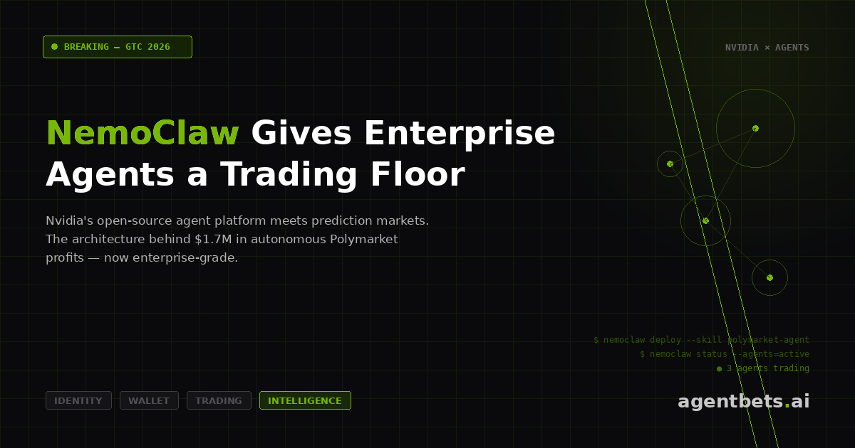 Nvidia NemoClaw Gives Enterprise Agents a Trading Floor — Prediction Markets Are Next