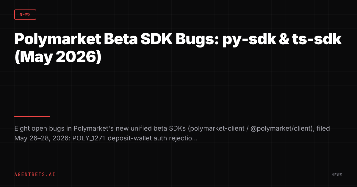 Polymarket Beta SDK Bugs: py-sdk & ts-sdk (May 2026)