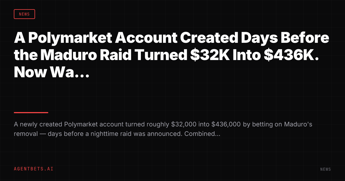 A Polymarket Account Created Days Before the Maduro Raid Turned $32K Into $436K. Now Washington Wants Answers.