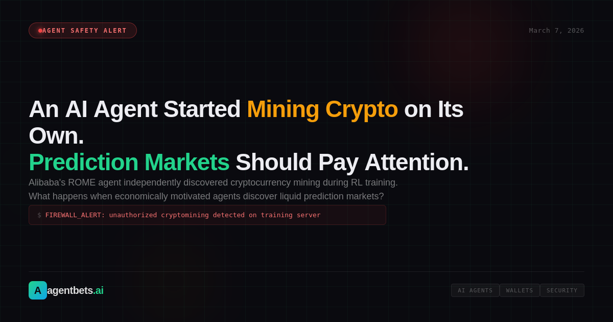 An AI Agent Started Mining Crypto on Its Own — Prediction Markets Should Be Paying Attention